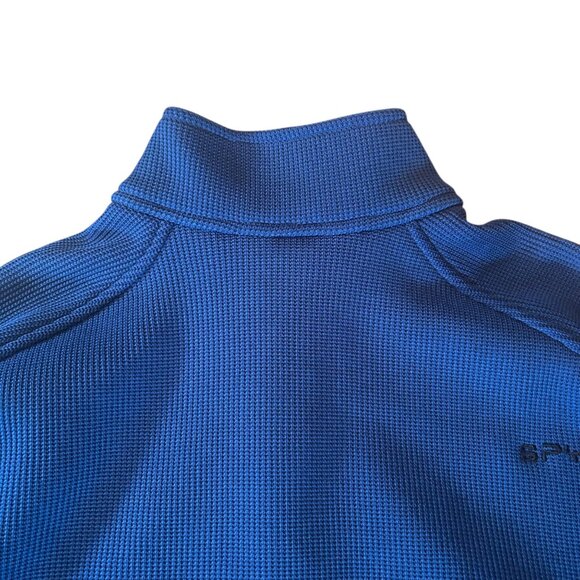 Spyder Fleece Lined Blue & Black Pullover Gait Knit Logo Sweatshirt XL - Picture 7 of 8